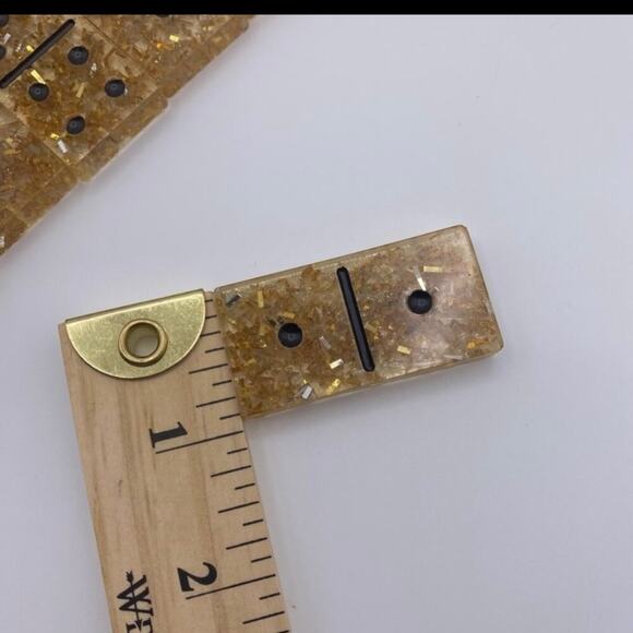 28-Piece Handmade Golden Resin Domino Set | Luxury Dominoes with Gift Pouch - Picture 6 of 8